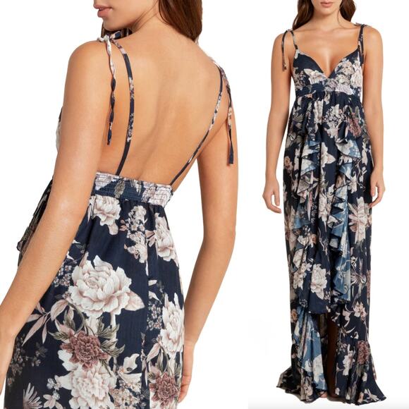 Agua Bendita | Madame Vania Maxi Dress Navy Floral M - Picture 2 of 13